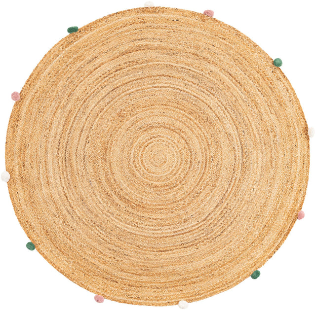 Multicolor 5' 3 x 5' 3 Kids Braided Jute Round Area Rug for Baby Nursery, Toddler Playroom, Bedrooms All Natural Eco-Friendly Sustainable Carpet for Sale at Rug Engine