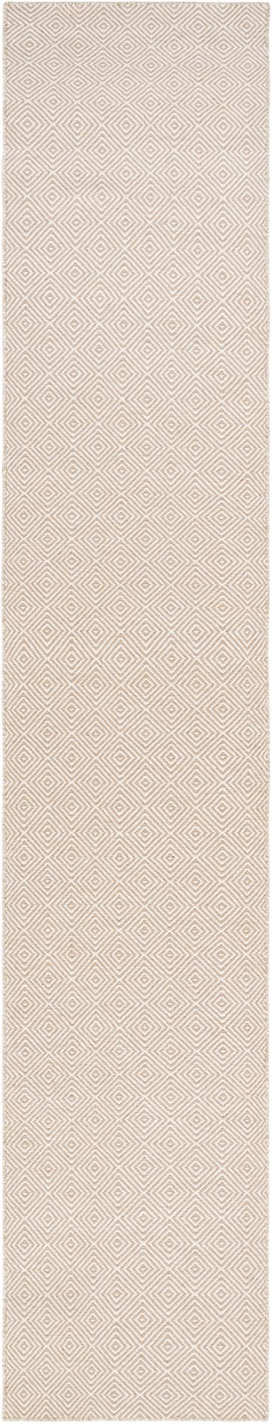 Beige 2' 7 x 14' 1 Geo Trellis Flatweave Runner Area Rug 80% Wool & 20% Cotton Natural Geometric Carpet for Living, Office, Dining, Dorms for Sale at Rug Engine