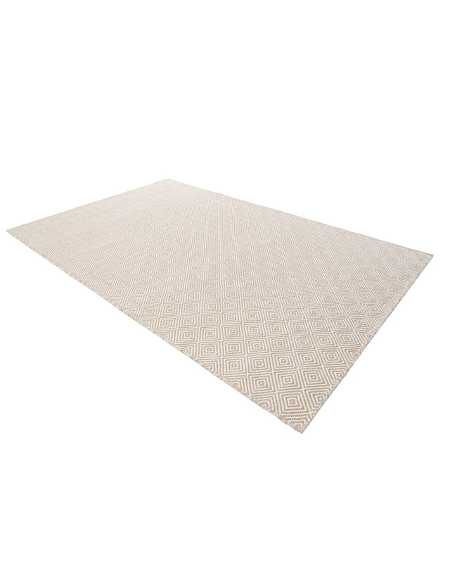 Beige 5' 1 x 8' Geo Trellis Flatweave Rectangle Area Rug 80% Wool & 20% Cotton Natural Geometric Carpet for Living, Office, Dining, Dorms for Sale at Rug Engine