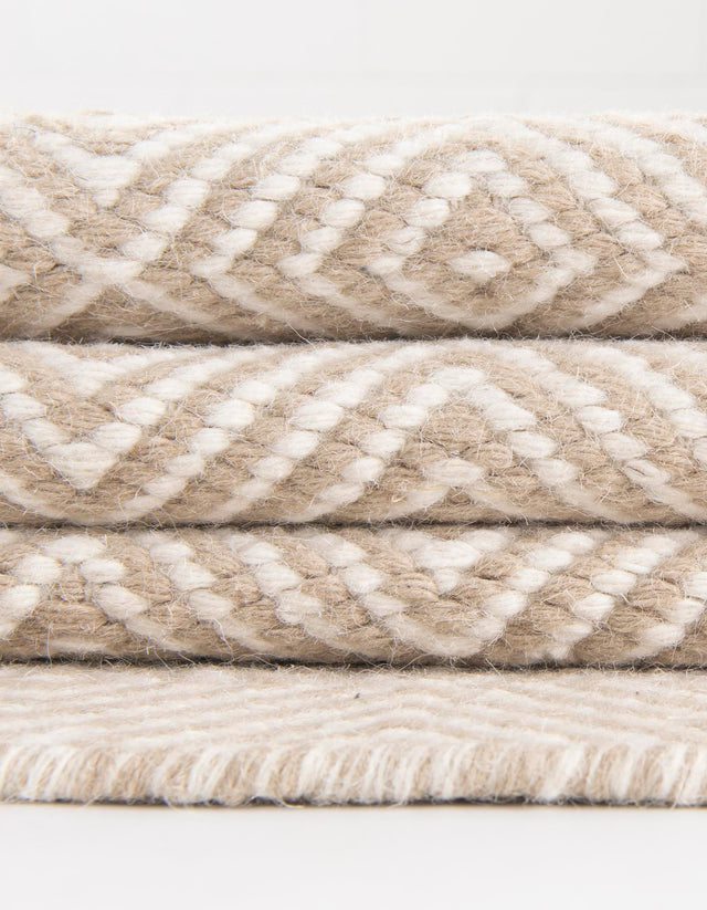 Beige 3' 1 x 3' 1 Geo Trellis Flatweave Round Area Rug 80% Wool & 20% Cotton Natural Geometric Carpet for Living, Office, Dining, Dorms for Sale at Rug Engine