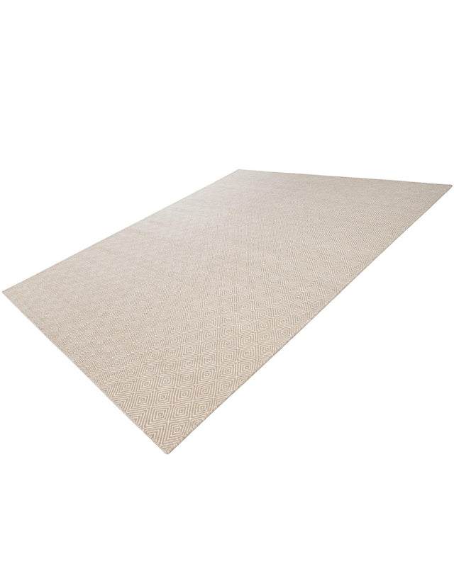 Beige 7' 10 x 10' Geo Trellis Flatweave Rectangle Area Rug 80% Wool & 20% Cotton Natural Geometric Carpet for Living, Office, Dining, Dorms for Sale at Rug Engine