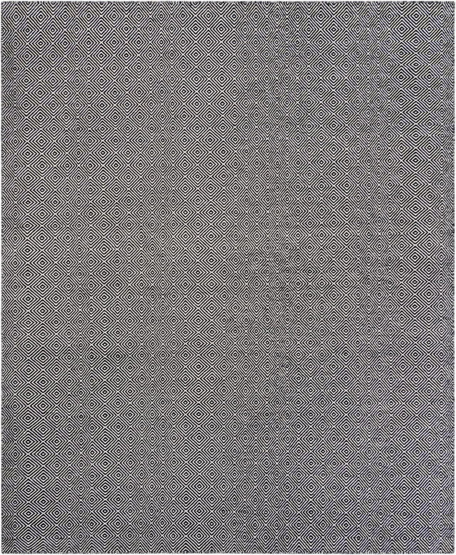 Black 7' 10 x 10' Geo Trellis Flatweave Rectangle Area Rug 80% Wool & 20% Cotton Natural Geometric Carpet for Living, Office, Dining, Dorms for Sale at Rug Engine