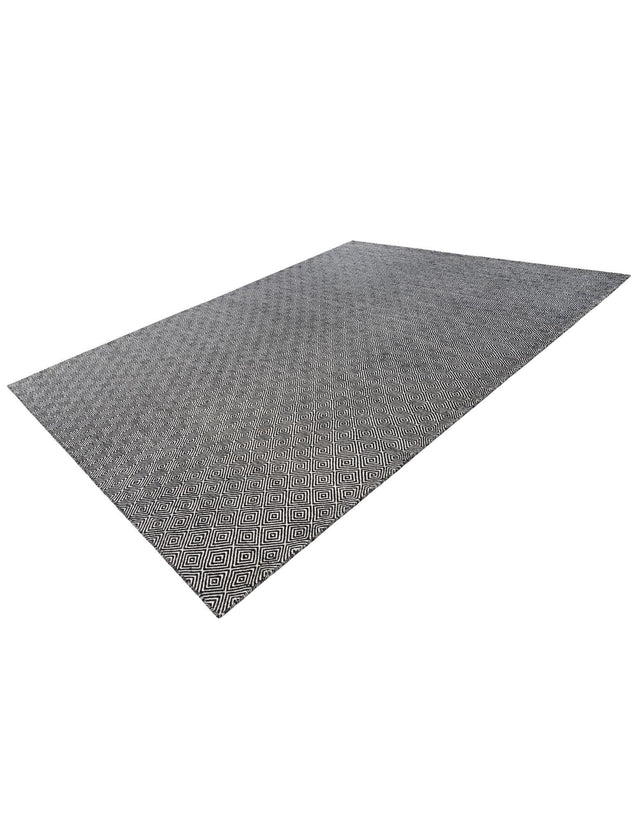 Black 9' x 12' Geo Trellis Flatweave Rectangle Area Rug 80% Wool & 20% Cotton Natural Geometric Carpet for Living, Office, Dining, Dorms for Sale at Rug Engine
