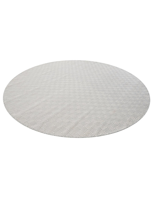 Gray 10' x 10' Geo Trellis Flatweave Round Area Rug 80% Wool & 20% Cotton Natural Geometric Carpet for Living, Office, Dining, Dorms for Sale at Rug Engine