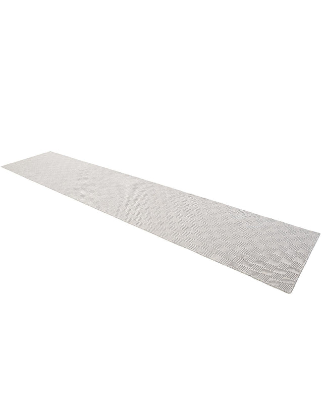 Gray 2' 7 x 14' 1 Geo Trellis Flatweave Runner Area Rug 80% Wool & 20% Cotton Natural Geometric Carpet for Living, Office, Dining, Dorms for Sale at Rug Engine