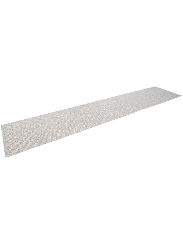 Gray 2' 7 x 14' 1 Geo Trellis Flatweave Runner Area Rug 80% Wool & 20% Cotton Natural Geometric Carpet for Living, Office, Dining, Dorms for Sale at Rug Engine