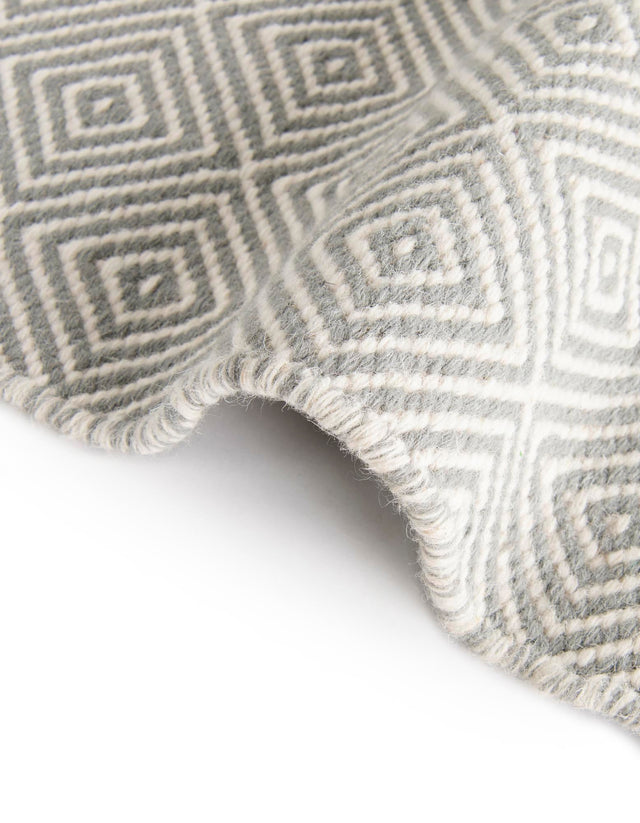 Gray 2' 7 x 14' 1 Geo Trellis Flatweave Runner Area Rug 80% Wool & 20% Cotton Natural Geometric Carpet for Living, Office, Dining, Dorms for Sale at Rug Engine