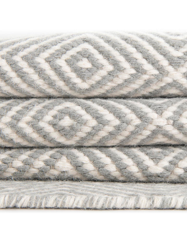 Gray 2' 7 x 14' 1 Geo Trellis Flatweave Runner Area Rug 80% Wool & 20% Cotton Natural Geometric Carpet for Living, Office, Dining, Dorms for Sale at Rug Engine