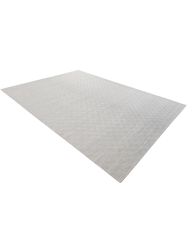 Gray 9' x 12' Geo Trellis Flatweave Rectangle Area Rug 80% Wool & 20% Cotton Natural Geometric Carpet for Living, Office, Dining, Dorms for Sale at Rug Engine