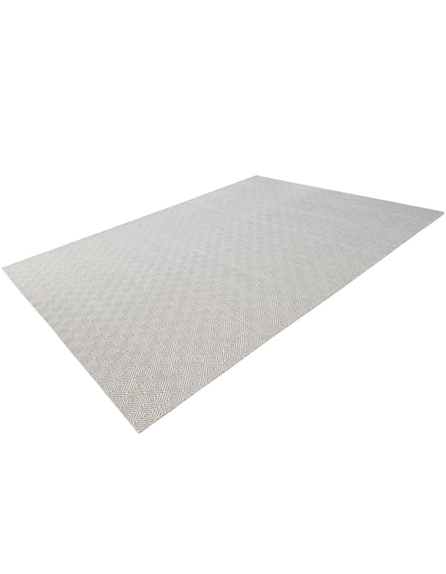 Gray 9' x 12' Geo Trellis Flatweave Rectangle Area Rug 80% Wool & 20% Cotton Natural Geometric Carpet for Living, Office, Dining, Dorms for Sale at Rug Engine