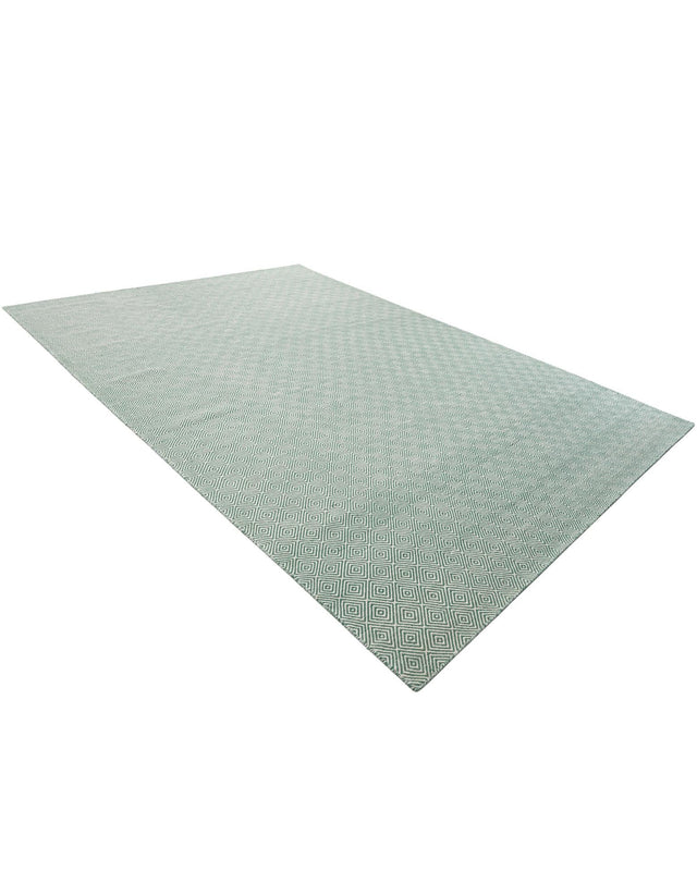 Green 10' x 14' 1 Geo Trellis Flatweave Rectangle Area Rug 80% Wool & 20% Cotton Natural Geometric Carpet for Living, Office, Dining, Dorms for Sale at Rug Engine