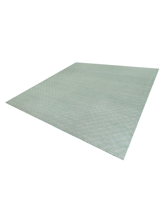 Green 12' x 12' Geo Trellis Flatweave Square Area Rug 80% Wool & 20% Cotton Natural Geometric Carpet for Living, Office, Dining, Dorms for Sale at Rug Engine