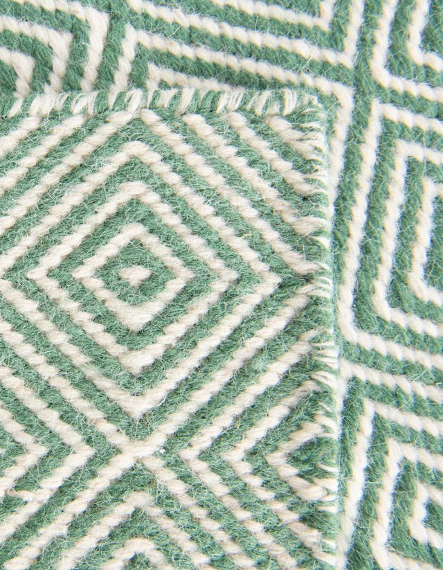 Green 7' 10 x 7' 10 Geo Trellis Flatweave Square Area Rug 80% Wool & 20% Cotton Natural Geometric Carpet for Living, Office, Dining, Dorms for Sale at Rug Engine