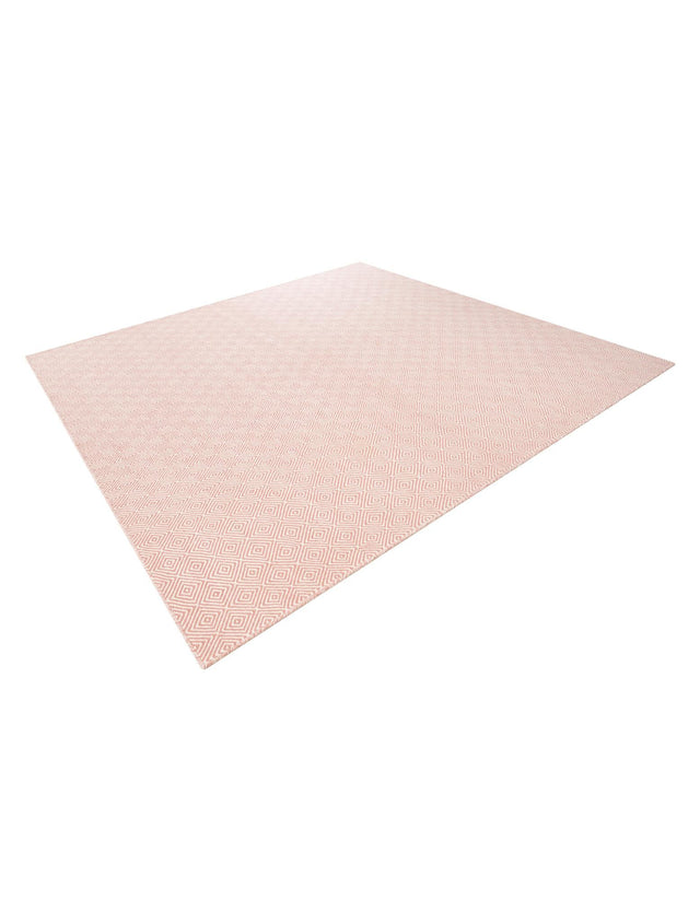 Pink 10' x 10' Geo Trellis Flatweave Square Area Rug 80% Wool & 20% Cotton Natural Geometric Carpet for Living, Office, Dining, Dorms for Sale at Rug Engine
