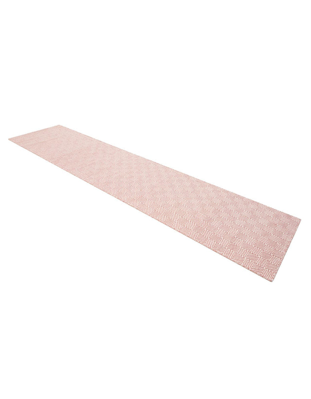 Pink 2' 7 x 12' Geo Trellis Flatweave Runner Area Rug 80% Wool & 20% Cotton Natural Geometric Carpet for Living, Office, Dining, Dorms for Sale at Rug Engine