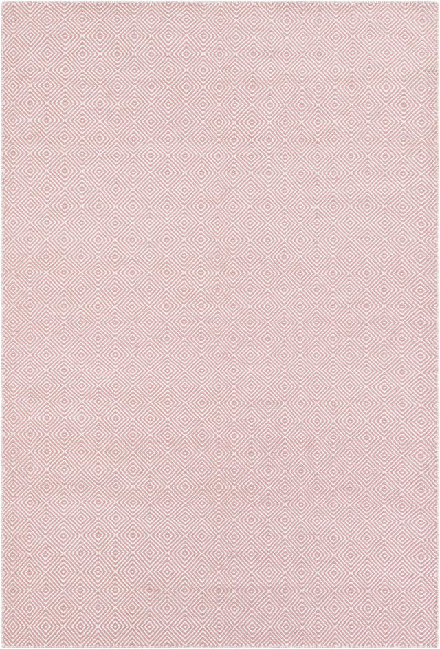 Pink 6' 1 x 9' Geo Trellis Flatweave Rectangle Area Rug 80% Wool & 20% Cotton Natural Geometric Carpet for Living, Office, Dining, Dorms for Sale at Rug Engine