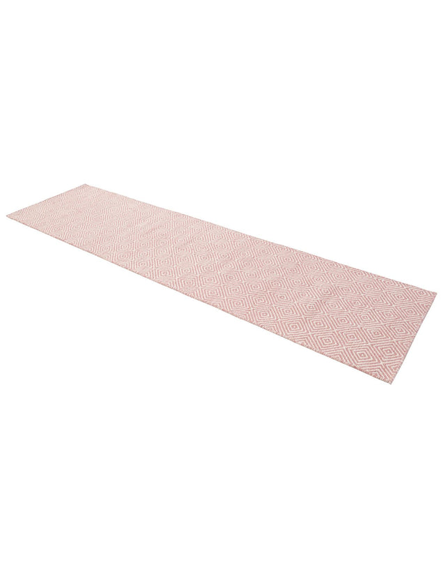Pink 2' x 8' Geo Trellis Flatweave Runner Area Rug 80% Wool & 20% Cotton Natural Geometric Carpet for Living, Office, Dining, Dorms for Sale at Rug Engine