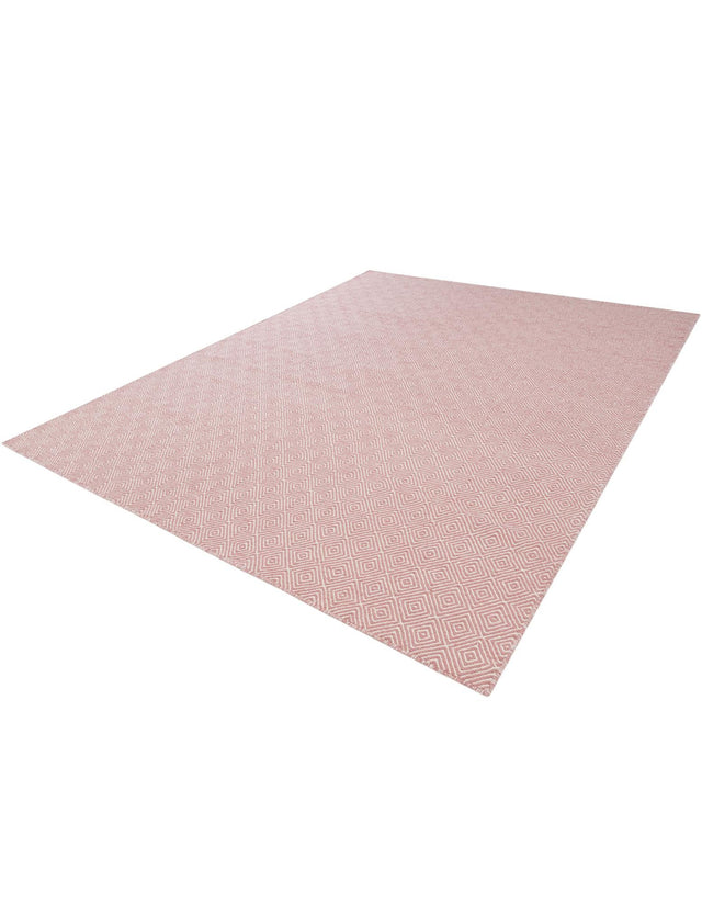 Pink 7' 10 x 10' Geo Trellis Flatweave Rectangle Area Rug 80% Wool & 20% Cotton Natural Geometric Carpet for Living, Office, Dining, Dorms for Sale at Rug Engine