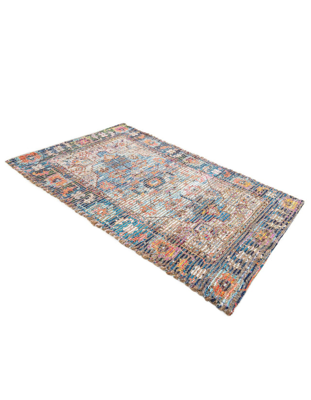 Multicolor 2' x 3' 1 Chenille Jute Rectangle Area Rug Vintage Distressed Boho All Natural Eco-Friendly Sustainable Carpet for Living Dining Office Dorm Rooms for Sale at Rug Engine