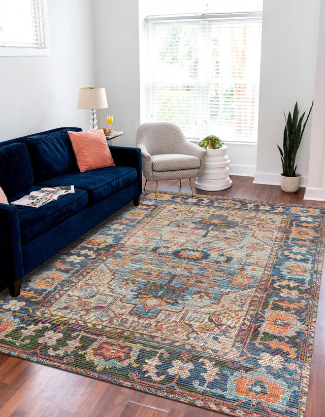 Multicolor 5' 1 x 8' Chenille Jute Rectangle Area Rug Vintage Distressed Boho All Natural Eco-Friendly Sustainable Carpet for Living Dining Office Dorm Rooms for Sale at Rug Engine