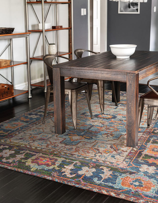 Multicolor 4' 1 x 6' 1 Chenille Jute Rectangle Area Rug Vintage Distressed Boho All Natural Eco-Friendly Sustainable Carpet for Living Dining Office Dorm Rooms for Sale at Rug Engine
