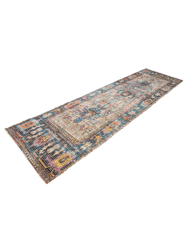 Multicolor 2' 2 x 8' Chenille Jute Runner Area Rug Vintage Distressed Boho All Natural Eco-Friendly Sustainable Carpet for Living Dining Office Dorm Rooms for Sale at Rug Engine