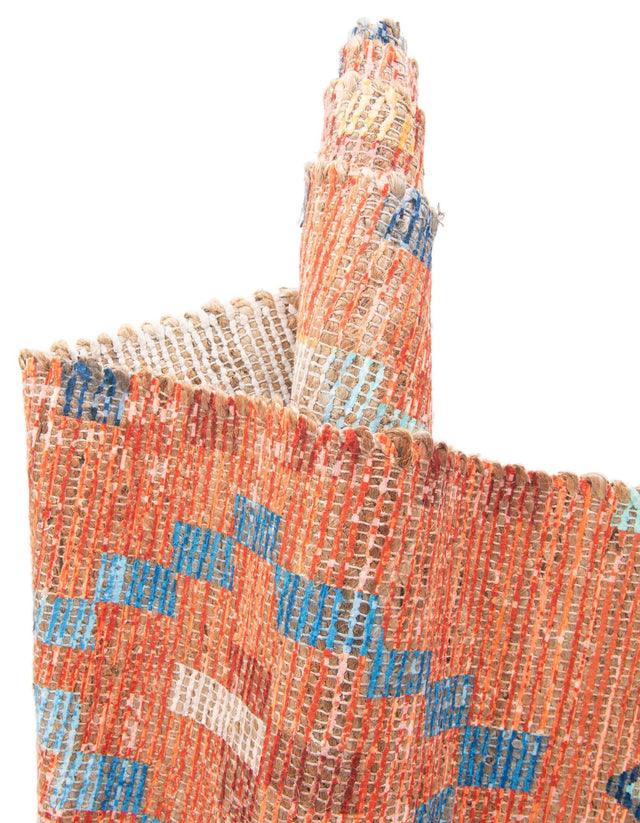 Rust Red 5' 1 x 8' Chenille Jute Rectangle Area Rug Vintage Distressed Boho All Natural Eco-Friendly Sustainable Carpet for Living Dining Office Dorm Rooms for Sale at Rug Engine
