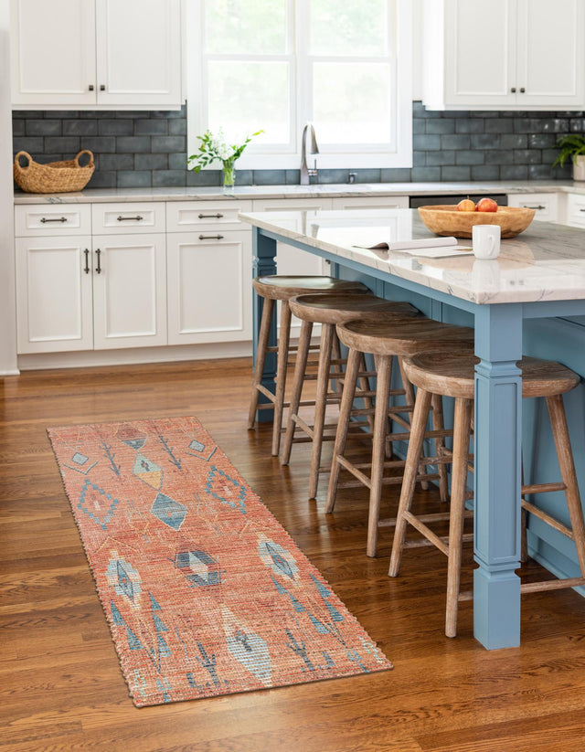 Rust Red 2' 2 x 6' 1 Chenille Jute Runner Area Rug Vintage Distressed Boho All Natural Eco-Friendly Sustainable Carpet for Living Dining Office Dorm Rooms for Sale at Rug Engine