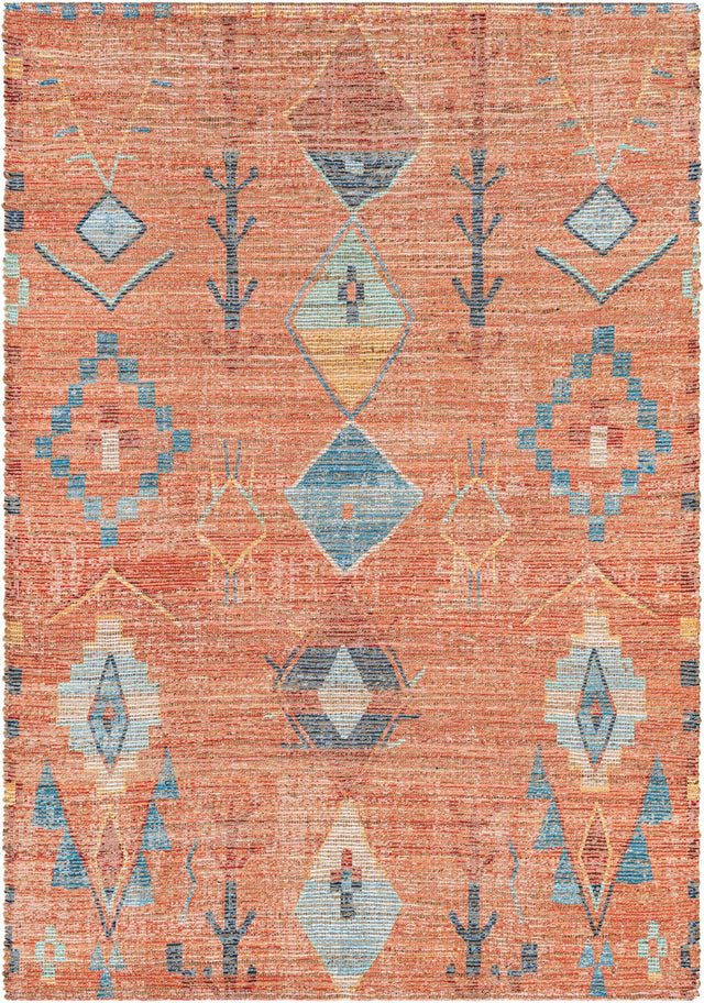Rust Red 6' 1 x 9' Chenille Jute Rectangle Area Rug Vintage Distressed Boho All Natural Eco-Friendly Sustainable Carpet for Living Dining Office Dorm Rooms for Sale at Rug Engine