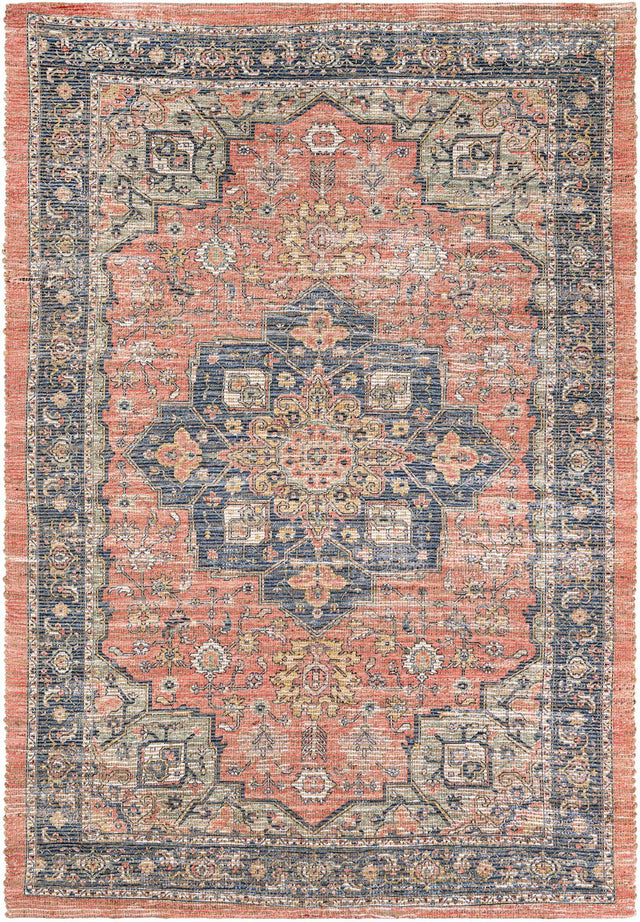 Antique Red 6' 1 x 9' Chenille Jute Rectangle Area Rug Vintage Distressed Boho All Natural Eco-Friendly Sustainable Carpet for Living Dining Office Dorm Rooms for Sale at Rug Engine