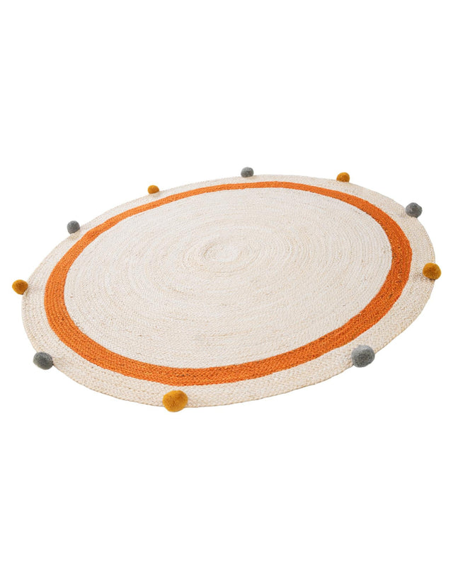 White 4' 1 x 4' 1 Kids Braided Jute Round Area Rug for Baby Nursery, Toddler Playroom, Bedrooms All Natural Eco-Friendly Sustainable Carpet for Sale at Rug Engine