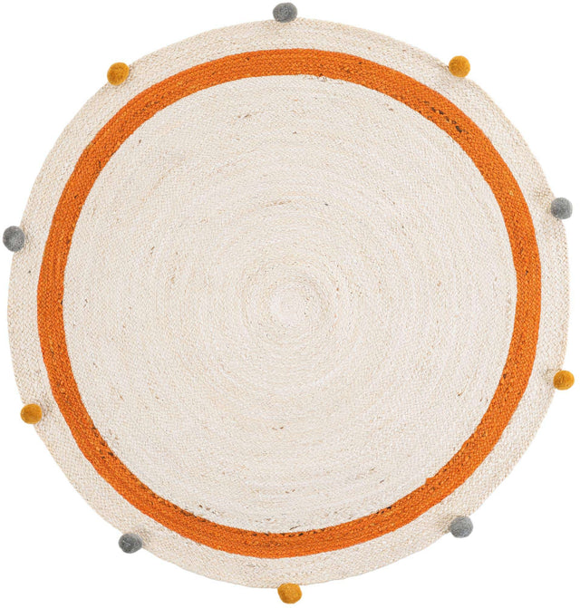 White 4' 1 x 4' 1 Kids Braided Jute Round Area Rug for Baby Nursery, Toddler Playroom, Bedrooms All Natural Eco-Friendly Sustainable Carpet for Sale at Rug Engine