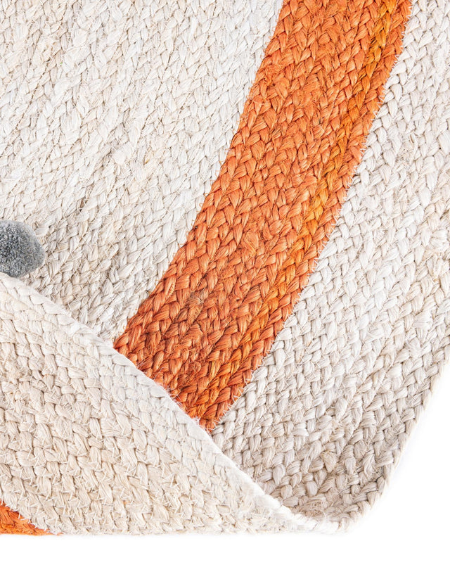 White 7' 10 x 7' 10 Kids Braided Jute Round Area Rug for Baby Nursery, Toddler Playroom, Bedrooms All Natural Eco-Friendly Sustainable Carpet for Sale at Rug Engine