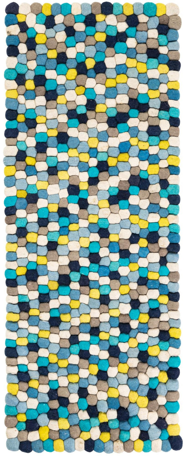 Blue 2' x 5' 1 Felt Ball Runner Area Rug Stunning All Natural 100% Wool Luxury Hand Woven Carpet for Modern Home Interiors Soft Touch Marshmallow Rug for Sale at Rug Engine