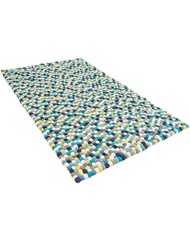 Blue 5' 1 x 8' Felt Ball Rectangle Area Rug Stunning All Natural 100% Wool Luxury Hand Woven Carpet for Modern Home Interiors Soft Touch Marshmallow Rug for Sale at Rug Engine