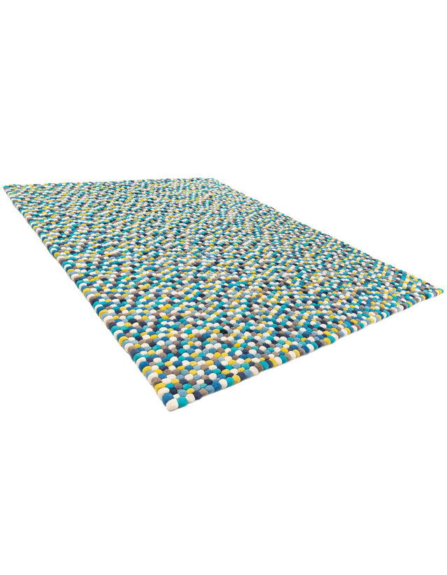 Blue 7' 10 x 10' Felt Ball Rectangle Area Rug Stunning All Natural 100% Wool Luxury Hand Woven Carpet for Modern Home Interiors Soft Touch Marshmallow Rug for Sale at Rug Engine
