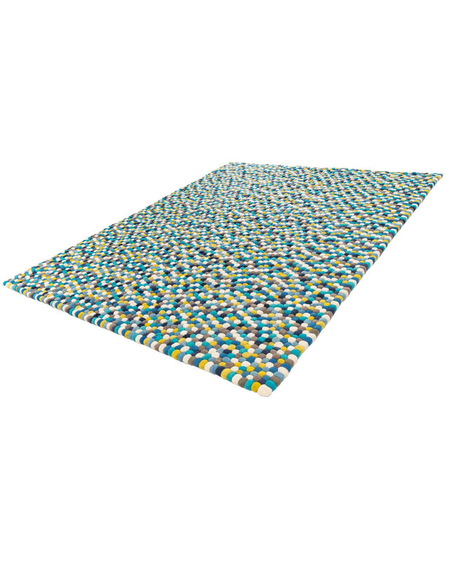 Blue 7' 10 x 10' Felt Ball Rectangle Area Rug Stunning All Natural 100% Wool Luxury Hand Woven Carpet for Modern Home Interiors Soft Touch Marshmallow Rug for Sale at Rug Engine