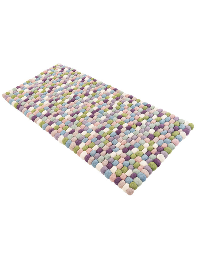 Pink and Purple 2' x 4' 1 Felt Ball Runner Area Rug Stunning All Natural 100% Wool Luxury Hand Woven Carpet for Modern Home Interiors Soft Touch Marshmallow Rug for Sale at Rug Engine