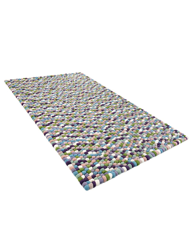 Pink and Purple 5' 1 x 8' Felt Ball Rectangle Area Rug Stunning All Natural 100% Wool Luxury Hand Woven Carpet for Modern Home Interiors Soft Touch Marshmallow Rug for Sale at Rug Engine