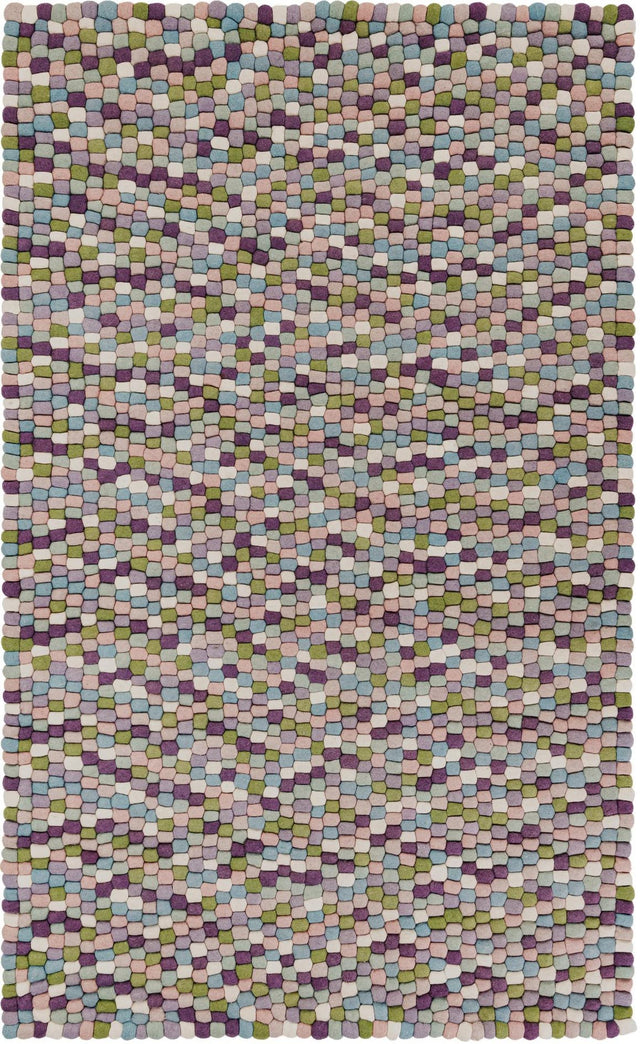 Pink and Purple 5' 1 x 8' Felt Ball Rectangle Area Rug Stunning All Natural 100% Wool Luxury Hand Woven Carpet for Modern Home Interiors Soft Touch Marshmallow Rug for Sale at Rug Engine