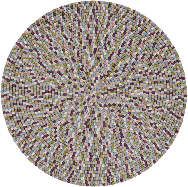 Pink and Purple 7' 10 x 7' 10 Felt Ball Round Area Rug Stunning All Natural 100% Wool Luxury Hand Woven Carpet for Modern Home Interiors Soft Touch Marshmallow Rug for Sale at Rug Engine