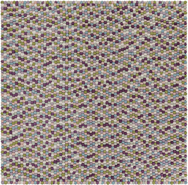 Pink and Purple 7' 10 x 7' 10 Felt Ball Square Area Rug Stunning All Natural 100% Wool Luxury Hand Woven Carpet for Modern Home Interiors Soft Touch Marshmallow Rug for Sale at Rug Engine