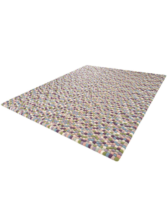 Pink and Purple 7' 10 x 10' Felt Ball Rectangle Area Rug Stunning All Natural 100% Wool Luxury Hand Woven Carpet for Modern Home Interiors Soft Touch Marshmallow Rug for Sale at Rug Engine