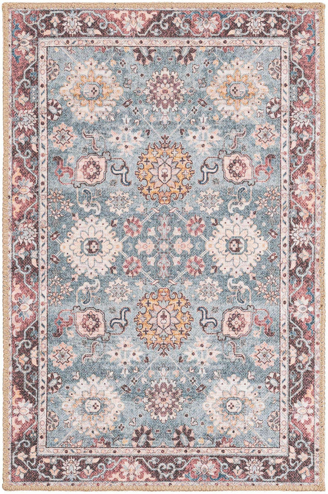 Washable Green 2' x 3' 1 Timeless Rectangle Area Rug Easy to Clean Stain Resistant & Durable Traditional Classic Vintage Design Carpet for Sale at Rug Engine