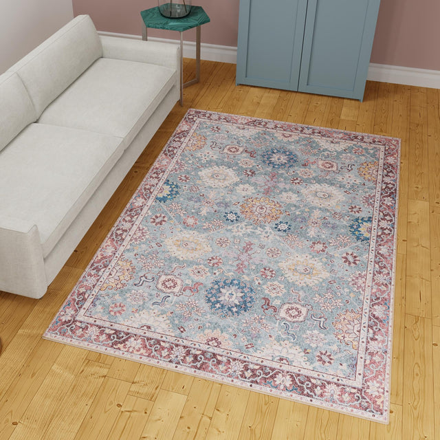 Washable Green 7' 10 x 10' Timeless Rectangle Area Rug Easy to Clean Stain Resistant & Durable Traditional Classic Vintage Design Carpet for Sale at Rug Engine