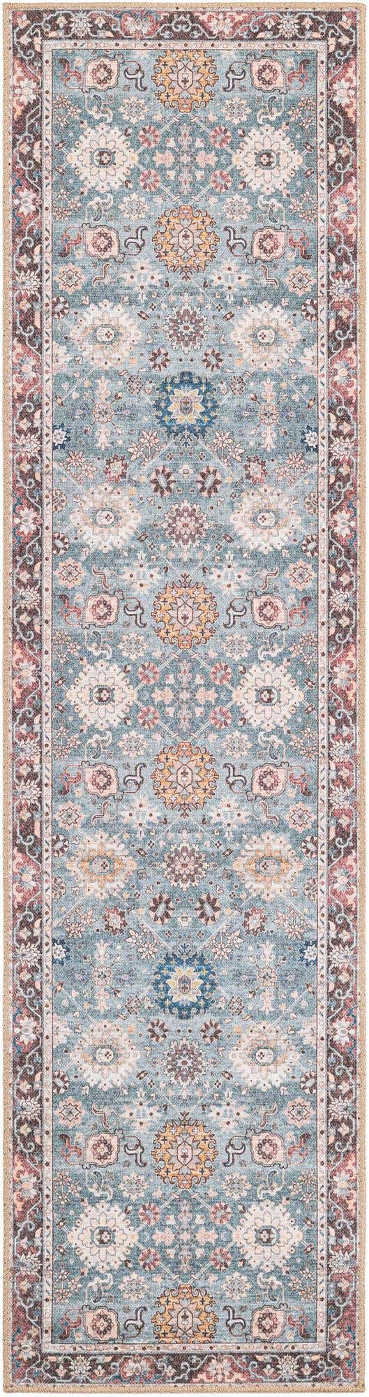 Washable Green 2' x 8' Timeless Runner Area Rug Easy to Clean Stain Resistant & Durable Traditional Classic Vintage Design Carpet for Sale at Rug Engine