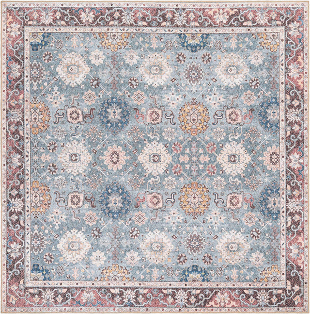 Washable Green 7' 10 x 7' 10 Timeless Square Area Rug Easy to Clean Stain Resistant & Durable Traditional Classic Vintage Design Carpet for Sale at Rug Engine