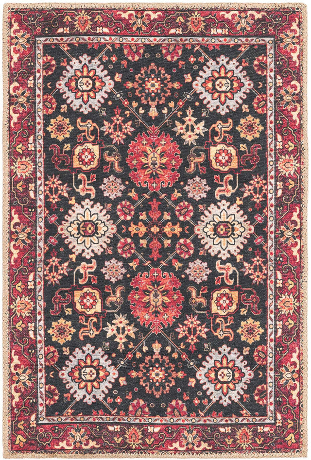 Washable Black 2' x 3' 1 Timeless Rectangle Area Rug Easy to Clean Stain Resistant & Durable Traditional Classic Vintage Design Carpet for Sale at Rug Engine