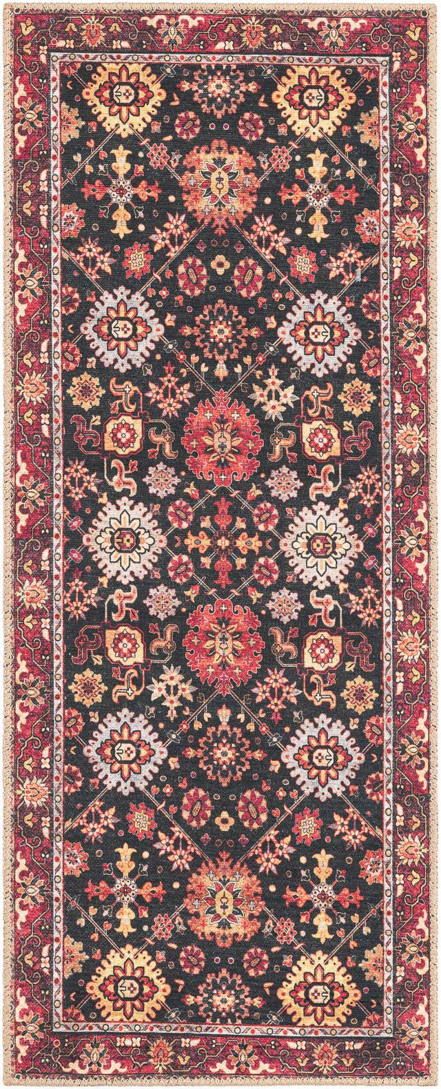 Washable Black 2' x 5' 1 Timeless Runner Area Rug Easy to Clean Stain Resistant & Durable Traditional Classic Vintage Design Carpet for Sale at Rug Engine