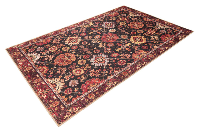 Washable Black 5' 1 x 8' Timeless Rectangle Area Rug Easy to Clean Stain Resistant & Durable Traditional Classic Vintage Design Carpet for Sale at Rug Engine